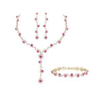 Clearine Parure de bijoux de mariage en strass pour femme, mariée, demoiselle d'honneur, boucles d'oreilles en cristal étincelant, collier et bracelet pour bal de fin d'année, cristal Acier allié