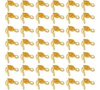 Clearlin 1 boîte de 1200 embouts de perles, cache-nœuds, en laiton doré et argenté, for la fabrication de bijoux, assortiments, fournitures de bricolage, colliers, bracelets, boucles d'oreilles(Gold)