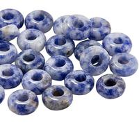 Clearlin 1 Boîte De 30 Perles Œil De Tigre À Gros Trou,D'espacement En Pierre Précieuse Marron Foncé,En Macramé En Vrac For Bijoux, Stylos, Cheveux, Colliers, Bracelets(Natural Blue Spot)