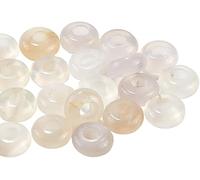 Clearlin 1 Boîte De 30 Perles Œil De Tigre À Gros Trou,D'espacement En Pierre Précieuse Marron Foncé,En Macramé En Vrac For Bijoux, Stylos, Cheveux, Colliers, Bracelets(Natural White Jade)