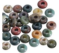 Clearlin 1 Boîte De 30 Perles Œil De Tigre À Gros Trou,D'espacement En Pierre Précieuse Marron Foncé,En Macramé En Vrac For Bijoux, Stylos, Cheveux, Colliers, Bracelets(Natural Indian Agate)