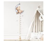 ClearloveWL Toises Dormir Ours en Peluche Lune Hauteur Mesure Stickers muraux Tableau de Croissance règle Stickers muraux for Chambre d'enfants Chambre pépinière Chambre peintures murales
