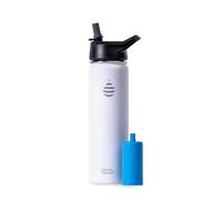 Clearly Filtered Bouteille d'eau de 591 ml avec cibles de plus de 220 contaminants/double paroi isotherme en acier inoxydable filtré sans BPA/BPS sans phtalate, filtres fluorure, plomb, chlore (blanc)