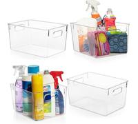 ClearSpace Bacs de rangement en plastique - Organisation parfaite de la cuisine - Organisateur de réfrigérateur, organisation de garde-manger et bacs de rangement, organisateurs d'armoires (lot de 4)