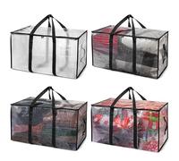 ClearSpace Lot de 4 grands sacs de déménagement ou de rangement surdimensionnés avec sangles de sac à dos, fermetures éclair et poignées - Sacs d'emballage robustes pour déménagement, dortoir