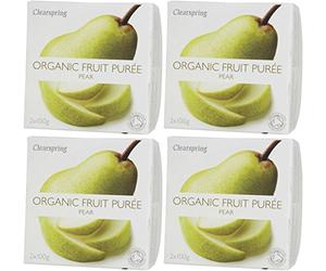 Clearspring Lot de 4 purées de fruits en forme de poire | 2 x 100 g | Lot de 4
