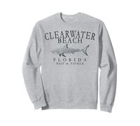 Clearwater Beach Florida Shark Lettres arquées rétro en Ardoise Sweatshirt