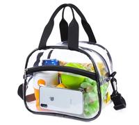 Clearworld Sac à déjeuner transparent approuvé par les stades, sac à bandoulière transparent avec sangle réglable pour femmes, hommes, travail, concerts, sports