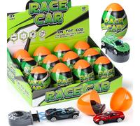 Cleboen Set de Véhicules de Chantier Surprise - Œufs Surprise avec Mini Véhicules Métal, 12 Pièces, Blind Box Véhicules de Service, Cadeau Anniversaire et Fêtes pour Enfants dès 3 Ans