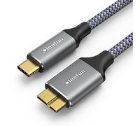 CLEEFUN Cable Disque dur Externe USB C 2M, Solide et Stable Cable USB C vers Micro-B 3.1(10Gps)-Gris