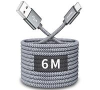 CLEEFUN Cable USB C 6M, USB 2.0 Câble USB A vers USB C pour Manette PS5 | pour iPhone 17/ 16/15 Pro-Max, Galaxy S25 S24 S23, A16 A15, Enceintes Bluetooth, Caméra-Surveillance