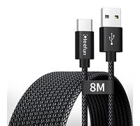 CLEEFUN Câble USB C 8M, Extra Long USBA vers USBC 2.0, compatible avec Samsung Galaxy S10 S9 S8 S10+ S9+ S8+, A13 A12 A52s A52 A53 A40 A41 A50 A51, P30 P20 lite, autres appareils USB-C