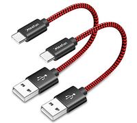 CLEEFUN Cable USB C Court, (0.3M, Lot de 2) Charge Rapide 3A Câble USB Type C, Ultra Résistant Nylon Cable pour Samsung Galaxy S10 S9 S8 Plus S10e, A40 A50 A70, Mi 8 9T Red-mi Note 7 8 Pro