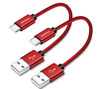 CLEEFUN Câble USB C Court 30cm Lot de 2, Cable Chargeur Résistant pour Samsung Galaxy S10 S9 S20 S21 Plus, A12 A13 A50 A51 A52 A52s A53, Cable de Charge Rapide 3A USB A vers USB C fil en Nylon Tressé