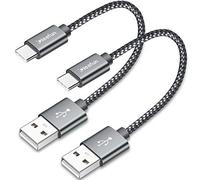 CLEEFUN Câble USB C Court 30cm Lot de 2, Cable Chargeur Résistant pour Samsung Galaxy S10 S9 S20 S21 Plus, A12 A13 A50 A51 A52 A52s A53, Cable de Charge Rapide 3A USB A vers USB C fil en Nylon Tressé