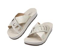 CLEIKS Chaussures d’Été Femme Chaussures Élégantes Femme Stables Antidérapants avec Double Fibbia pour Jardin (Beige 37 EU WCL260430-7)