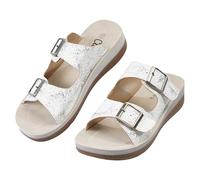 CLEIKS Chaussures d’Été Femme Chaussures Femme Stables Antidérapants avec Double Fibbia pour Jardin (Argent 37 EU WCL260432-11)