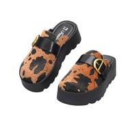 CLEIKS Chaussures Été Senior Slippers Femmes Sandales Boucle Cuir Décontractées Plage Sandalette Plateforme Mules (Chamelle, 38 EU, WCT255350-8)