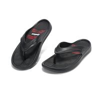 CLEIKS Claquettes Été Tongs Pour Hommes avec Semelle Antidérapante et Imprimé De Marque Légères Pour Vacances À La Mer et Promenades (Noir, 45 EU, MEI260246-0)