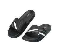 CLEIKS Hommes Claquettes Été Sandales Avec Design Rayé Bicolore Antidérapant Confortable Pour Maison Piscine et Promenades Quotidiennes Détente Vacances D’Été (Schwarz 40 EU MES260093-0)