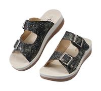 CLEIKS Sandales Femme Chaussures Élégantes Femme Stables Antidérapants avec Fibbia Régulable pour Jardin (Noir 37 EU WCL260432-1)