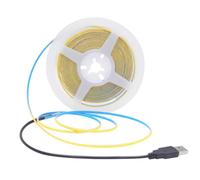 Cleiscry Bande LED COB 5V 400LEDs/M 5mm Dotless Bande Flexible Éclairage pour Placard Maison Jaune Doré 3M