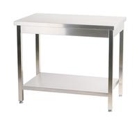 Cleiton® - Table centrale en acier inoxydable avec étagère 2000 x 600 x 850 mm | Table de travail professionnelle en acier de 1 mm d'épaisseur offrant une grande robustesse et résistance