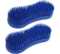 CLEK Lot de 2 brosses magiques pour cheval en plastique pour le toilettage des chevaux, brosses portables et durables pour soins de chevaux (bleu)