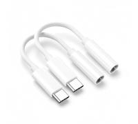 Clem Tech - Lot de 2 Adaptateur USB C Jack, Prise USB C vers Prise Casque 3,5mm, Convertisseur Câble USBC vers Ecouteur Compatible avec Samsung Galaxy, MacBook Pro, Huawei, Honor.. (Blanc)