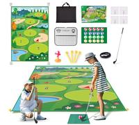 Clemas Jeu de Golf avec Tapis de Frappe, 20 Balles Adhésives, Club, Tableau de Bord, Cibles pour Intérieur et Extérieur