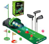 Clemas Jeux de Golf pour Enfants avec Retour Automatique de Dinosaure, Balles de Golf Nocturnes Lumineuses à LED,3 Clubs,3 à 8 Mini Golf, Jouets de Sport d'intérieur et d'extérieur garçons Filles