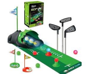 Clemas Jeux de Golf pour Enfants avec Retour Automatique de Dinosaure, Balles de Golf Nocturnes Lumineuses à LED,3 Clubs,3 à 8 Mini Golf, Jouets de Sport d'intérieur et d'extérieur garçons Filles