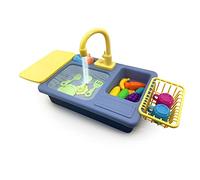 CLEMENT CLEMENTINE - Kit Vaisselle et Son Évier - Jeu d'Imitation - 101190 - Bleu - Plastique - Ménage - Enfant - Dinette - Piles Non Incluses - 45 cm x 27 cm - À Partir de 3 Ans