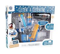 CLEMENT CLEMENTINE - Set de Barbier - Jeu d'Imitation - 102110 - Bleu - Plastique - Métier - Barbe - Jouet Enfant - Piles Non Incluses - 35 cm x 31 cm - À Partir de 3 ans