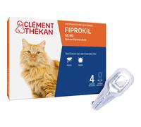 Clément Thékan - Anti-puces et anti-tiques pour Chats - 4 pipettes Fiprokil (50mg)