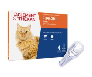 Clément Thékan Anti-Puces Chat Elimination Des Parasites 4 Pipettes
