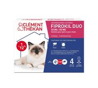 Clément Thékan Anti-Puces et Anti-Tiques pour Chat - Double action : Elimine les parasites & larves/oeufs Protège votre animal son environnement 4 Pipettes Spot On Pipette(S) Unidose(S) pc(s)