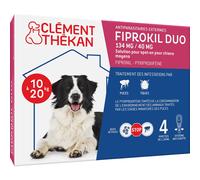 Clément Thékan - Anti-puces et anti-tiques pour chiens moyens de 10 à 20 kg- 4 pipettes - Solution pour Spot-on Fiprokil Duo 134 mg /40 mg