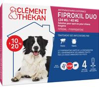 Clément Thékan - Anti-puces et anti-tiques pour chiens moyens de 10 à 20 kg- 4 pipettes - Solution pour Spot-on Fiprokil Duo 134 mg /40 mg
