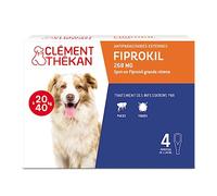 Clément Thékan - Anti-puces et anti-tiques pour grands chiens de 20 à 40 kg - 4 pipettes - Solution pour Spot-on Fiprokil 268 mg