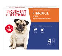 Clément Thékan - Anti-puces et anti-tiques pour petits chiens de 2 à 10 kg - 4 pipettes - Solution pour Spot-on Fiprokil 67 mg
