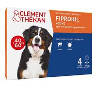 Clément Thékan - Anti-puces et anti-tiques pour très grands chiens de 40 à 60 kg - 4 pipettes - Solution pour Spot-on Fiprokil 402 mg