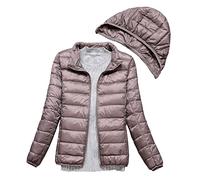 Clementie Doudoune avec Capuche Femme, Doudoune légère Automne et Hiver Veste Thermique Courte à Capuche pour Femme (Capuchon Amovible) (M,Kaki)