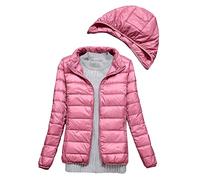 Clementie Doudoune avec Capuche Femme, Doudoune légère Automne et Hiver Veste Thermique Courte à Capuche pour Femme (Capuchon Amovible) (XL,Rouge 01)