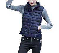 Clementie Doudoune sans Manche Gilet Ultra Légère Veste Manteau Parka Blouson Zippée Hiver pour Femme pour Printemps Automne Hiver (M,Bleu 01)