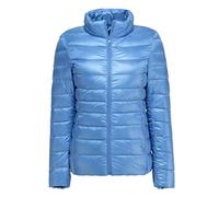 Clementie Femme Doudoune Courte Duvet et Plume Col Montant Légère et Chaude Déperlant,Doudoune à Manches Longues Femme (S,Bleu 01)