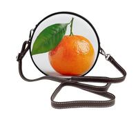 Clementine With A Green Leaf Sac à bandoulière rond en cuir pour femme