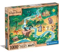 Clementoni - 1000p Disney Maps Le Livre de la Jungle - Série de puzzles inspirés des dessins animés japonais - 70 x 50 cm