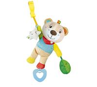 Clementoni - 17708 - Peluche Clip & Go Ourson Hochet - Peluche Bébé à Clip pour Poussette, Hochets Bébé 0 Mois, Jouet d'Éveil Éducatif, Bébé Jouet, Jeu Premier Âge, 100% Lavable en Machine