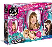 Clementoni - 18541 - Crazy Chic Make Up - Le Miroir à Maquillage - Miroir avec Rangements pour Bijoux et Palettes de Fond de Teint + Lumières - Jeu de Maquillage pour Enfants